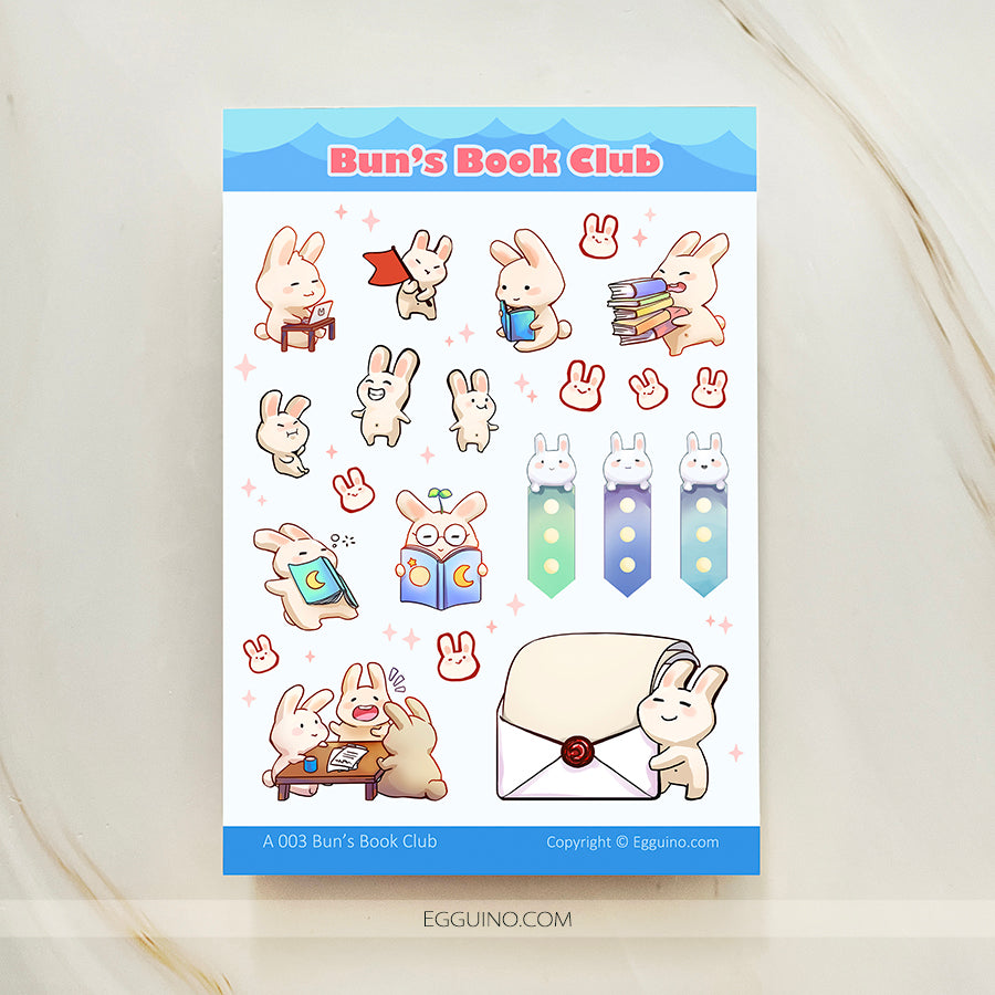 Sticker Sheet: J013 Reading Bun – EGGUINO