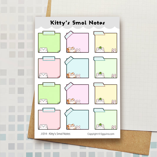 Sticker Sheet: J014 Kitty Smol Notes