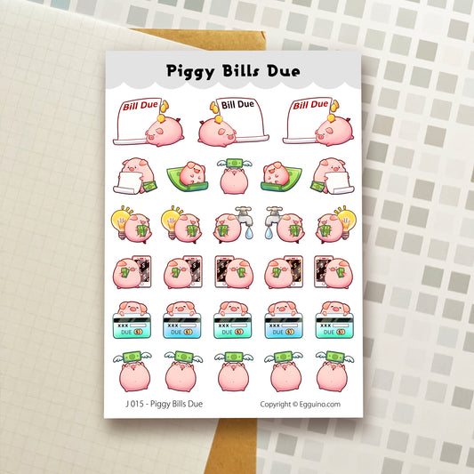 Sticker Sheet: J015 Piggy Bills Due